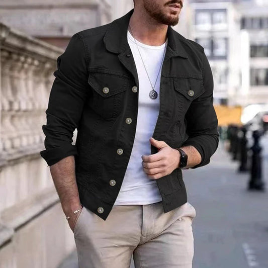 Men’s Jacket – Slim Fit – Breathable Blend – Button-Up – Chest Pocket Detailing