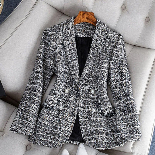 Women’s Blazer – Tailored Fit – Wool Tweed – Double-Breasted – Notched Lapel