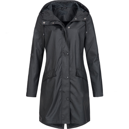 Women’s Raincoat – Waterproof Hooded – Slim Fit – Mid-Length Lightweight Design