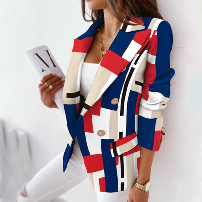 Women’s Blazer – Tailored Fit – Wool Blend – Double-Breasted Plaid – Structured Design