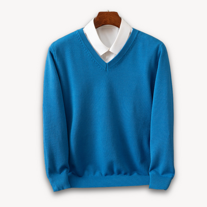 Men’s V-Neck Sweater – Slim Fit – Luxury Fabric – Soft Knit Ribbed Detailing
