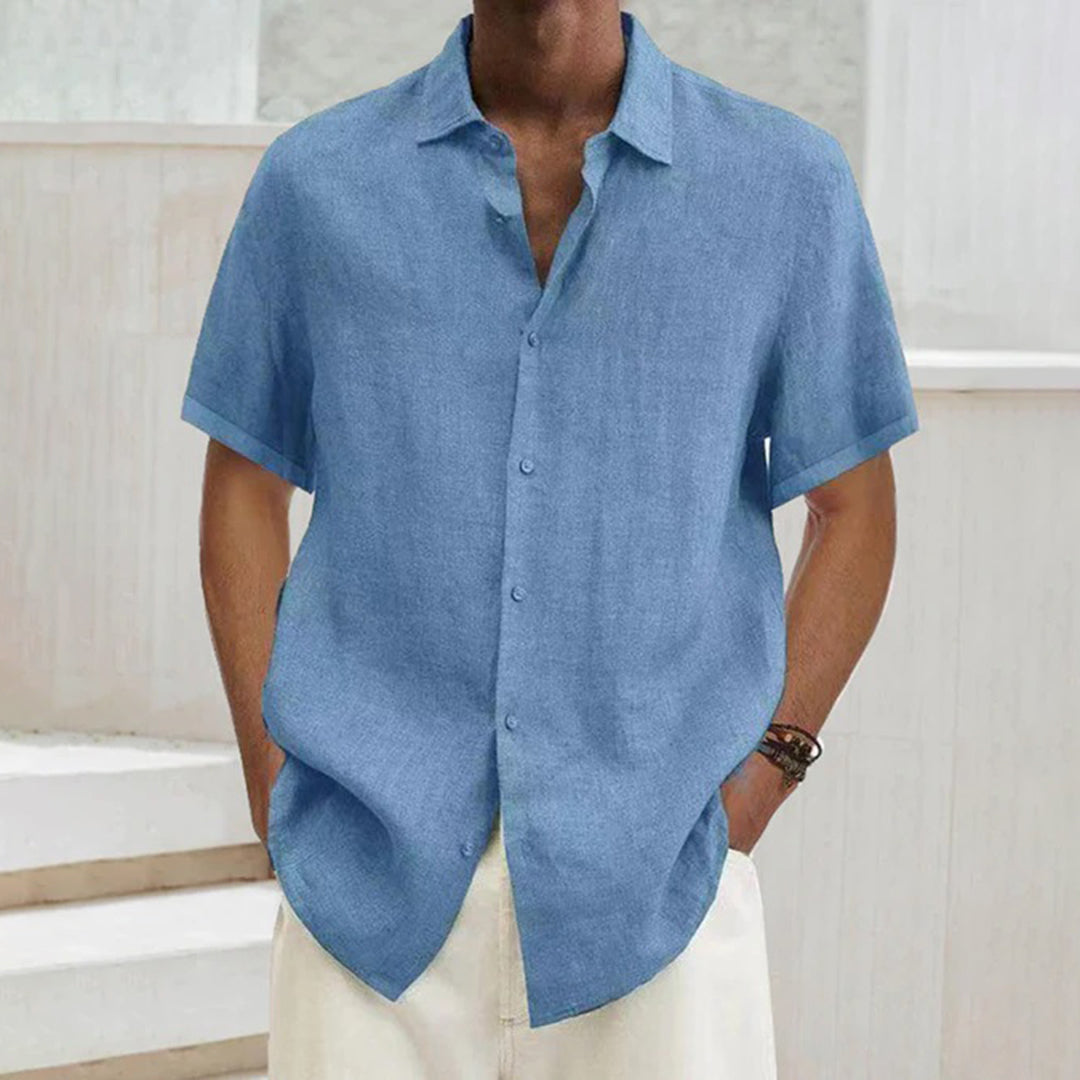 Men’s Short Sleeve Shirt – Relaxed Fit – Breathable Blend – Button Down Casual Style