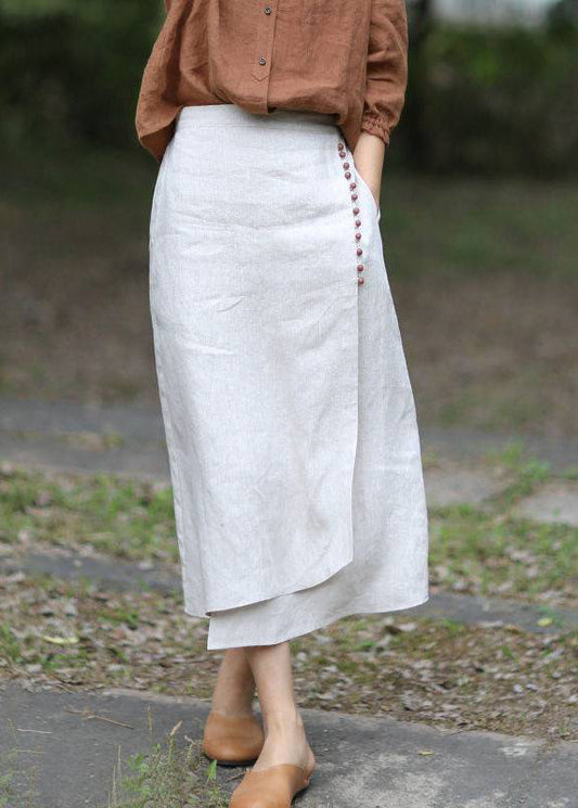 Women’s A-Line Skirt – Asymmetrical Layered Design – Elastic Waist – Cotton Blend – Midi Length