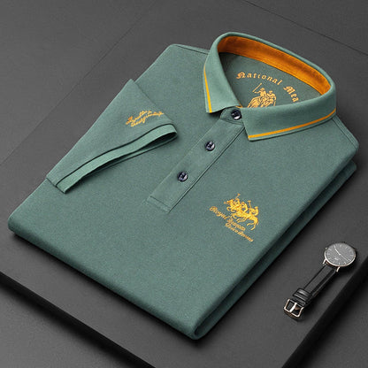 Men’s Polo Shirt – Soft Knit – Regular Fit – Embroidered Chest – Button Placket