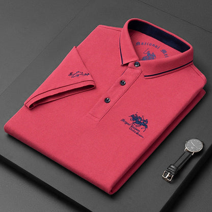 Men’s Polo Shirt – Soft Knit – Regular Fit – Embroidered Chest – Button Placket