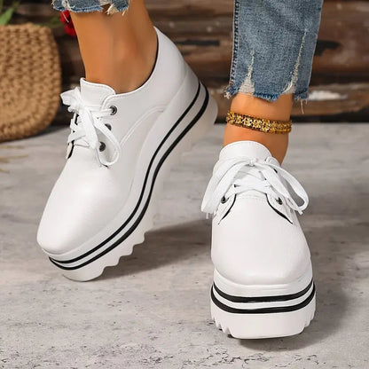 Amelia Low-Top Platform Sneakers | Lace-Up Layered Sole Sneakers