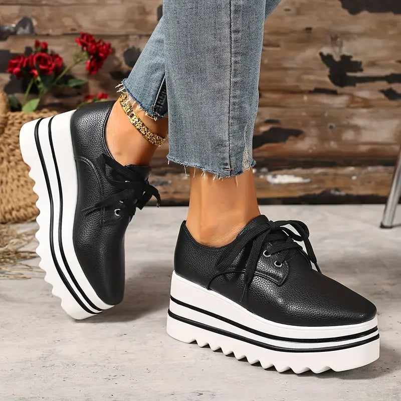 Amelia Low-Top Platform Sneakers | Lace-Up Layered Sole Sneakers