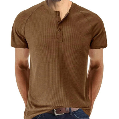 Men’s Henley Shirt – Slim Fit – Soft Knit – Short Sleeve – Breathable Casual Wear