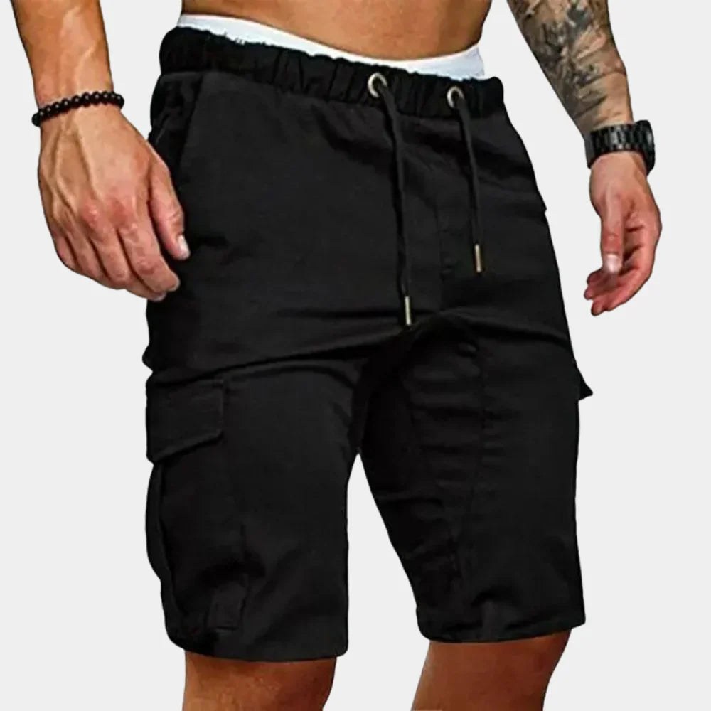 Men’s Cargo Shorts – Relaxed Fit – Knee Length – Elastic Waist – Breathable Fabric