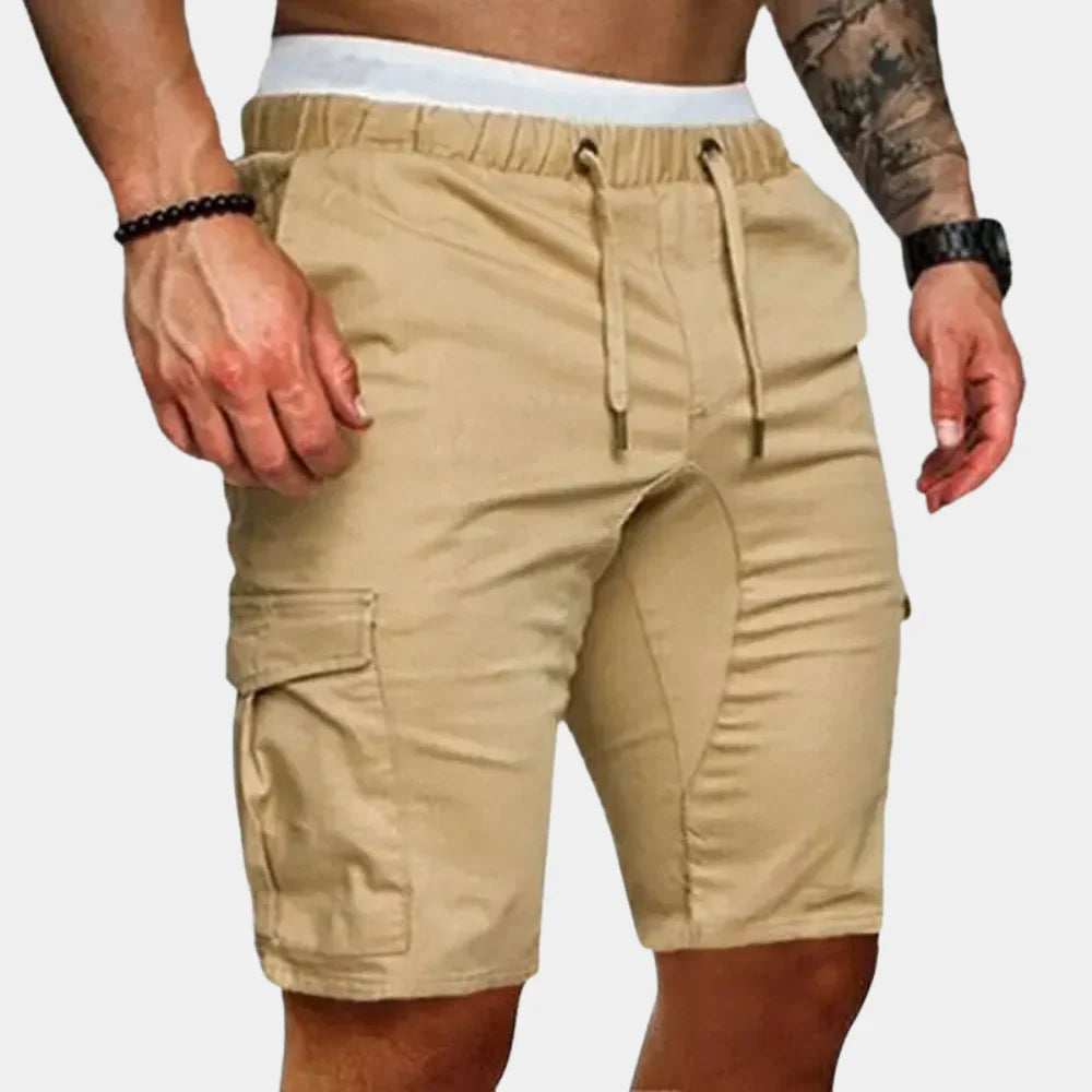 Men’s Cargo Shorts – Relaxed Fit – Knee Length – Elastic Waist – Breathable Fabric