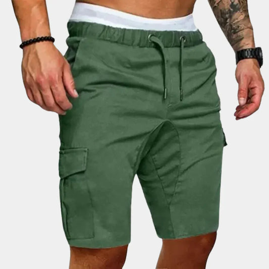 Men’s Cargo Shorts – Relaxed Fit – Knee Length – Elastic Waist – Breathable Fabric