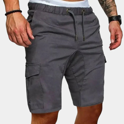 Men’s Cargo Shorts – Relaxed Fit – Knee Length – Elastic Waist – Breathable Fabric