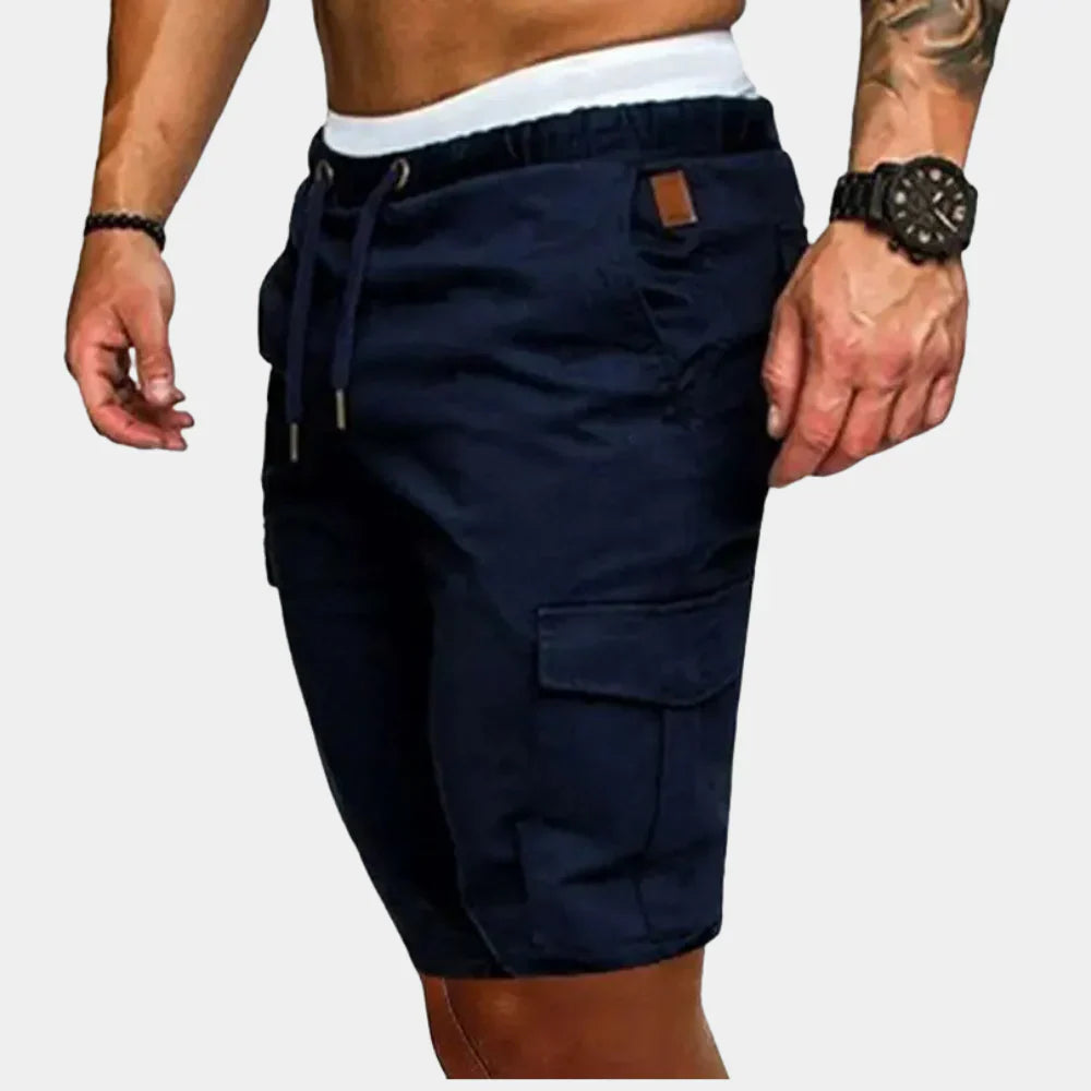Men’s Cargo Shorts – Relaxed Fit – Knee Length – Elastic Waist – Breathable Fabric