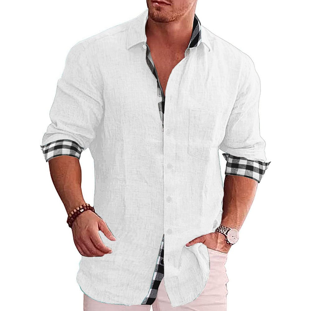 Men’s Button-Up Shirt – Tailored Fit – Long Sleeve – Cotton – Checked Detail