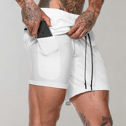 Men’s Fitness Shorts – Slim Fit – 2-in-1 Compression Layer – Breathable Stretch Blend