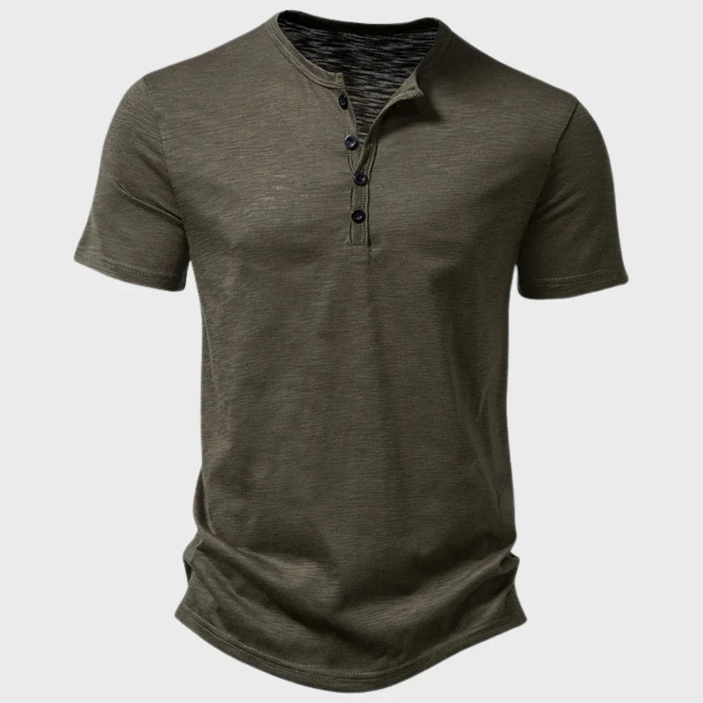 Men’s Henley T-Shirt – Soft Knit – Regular Fit – Short Sleeve Breathable Casual Wear