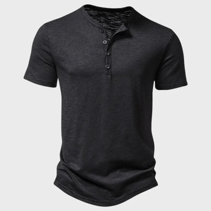 Men’s Henley T-Shirt – Soft Knit – Regular Fit – Short Sleeve Breathable Casual Wear