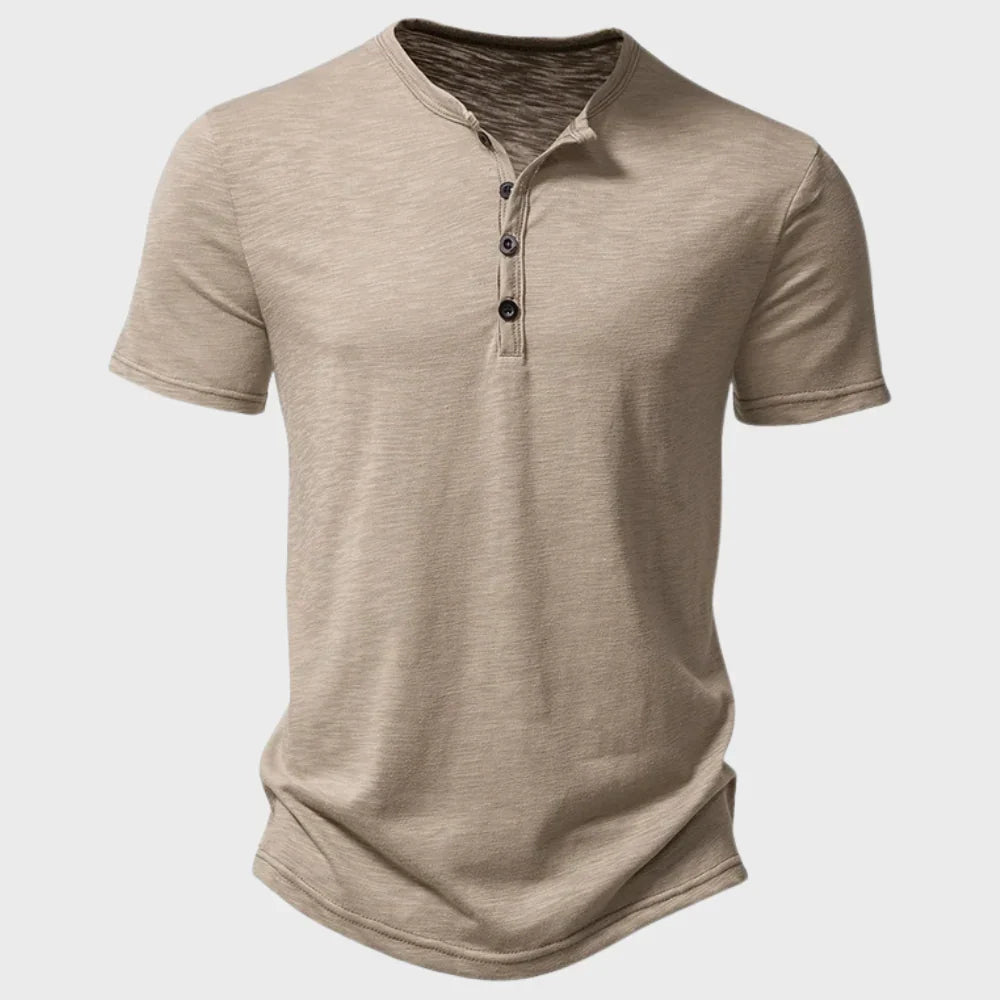 Men’s Henley T-Shirt – Soft Knit – Regular Fit – Short Sleeve Breathable Casual Wear