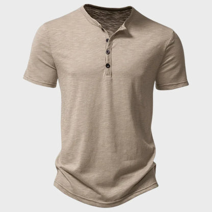 Men’s Henley T-Shirt – Soft Knit – Regular Fit – Short Sleeve Breathable Casual Wear