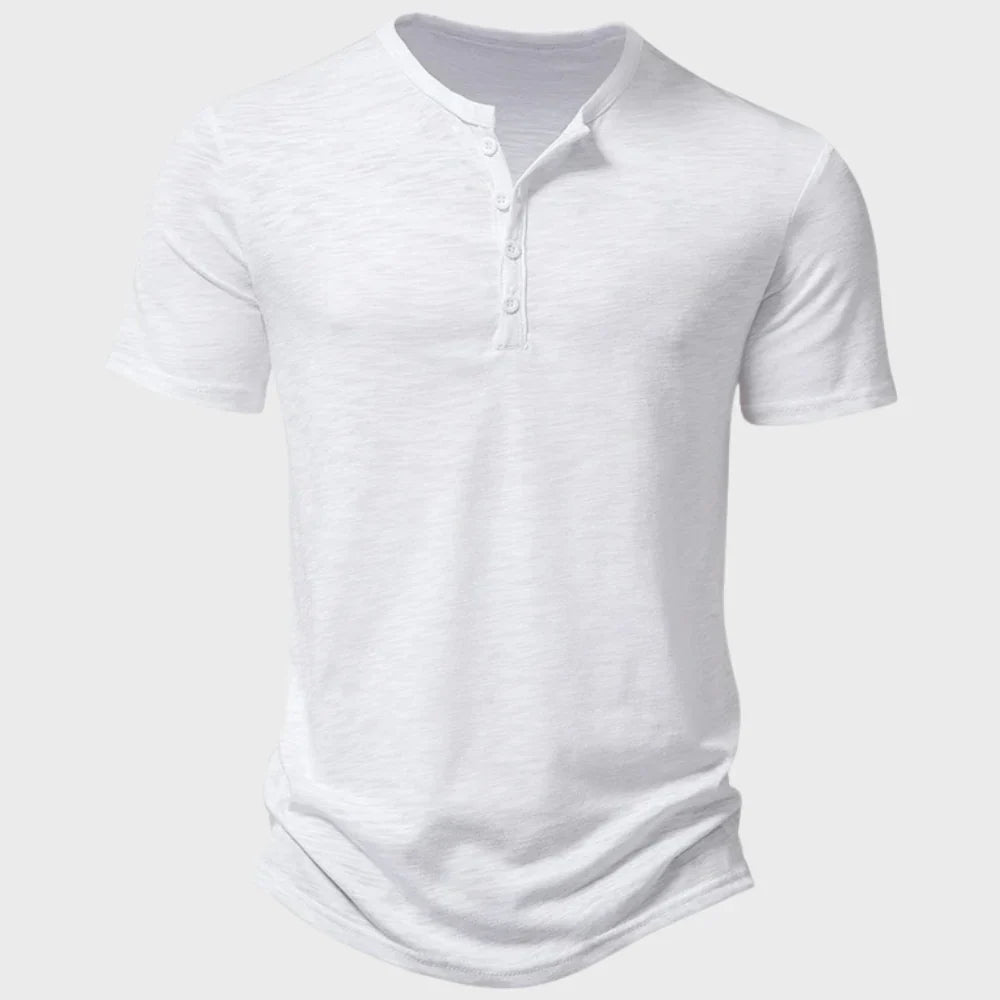 Men’s Henley T-Shirt – Soft Knit – Regular Fit – Short Sleeve Breathable Casual Wear