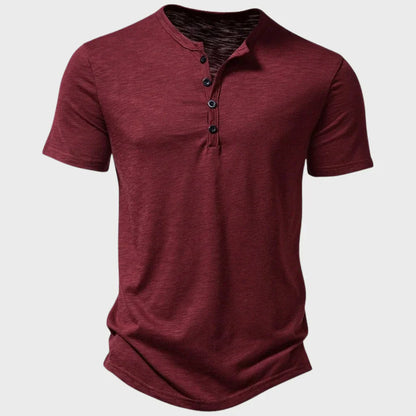 Men’s Henley T-Shirt – Soft Knit – Regular Fit – Short Sleeve Breathable Casual Wear