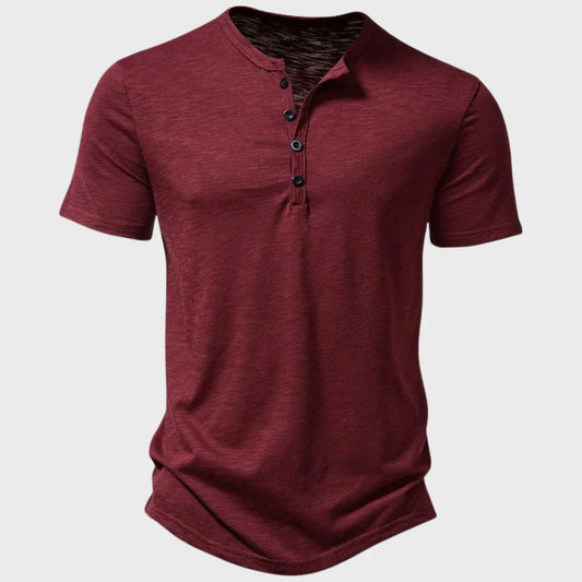 Men’s Henley T-Shirt – Soft Knit – Regular Fit – Short Sleeve Breathable Casual Wear