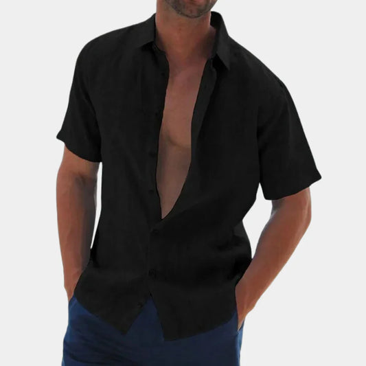 Men’s Short Sleeve Shirt – Relaxed Fit – Breathable Blend – Button-Down Casual Style