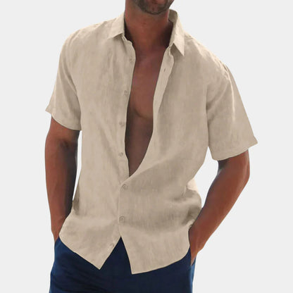 Men’s Short Sleeve Shirt – Relaxed Fit – Breathable Blend – Button-Down Casual Style