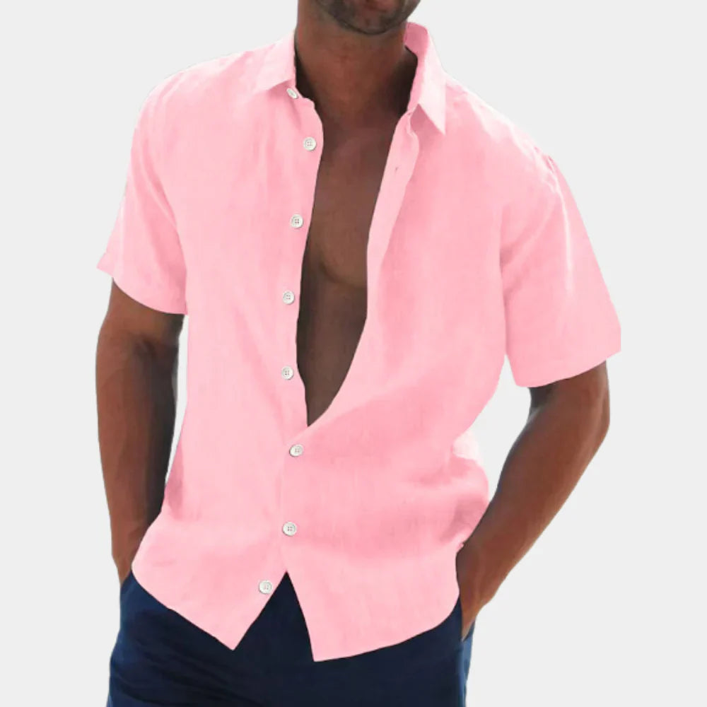 Men’s Short Sleeve Shirt – Relaxed Fit – Breathable Blend – Button-Down Casual Style