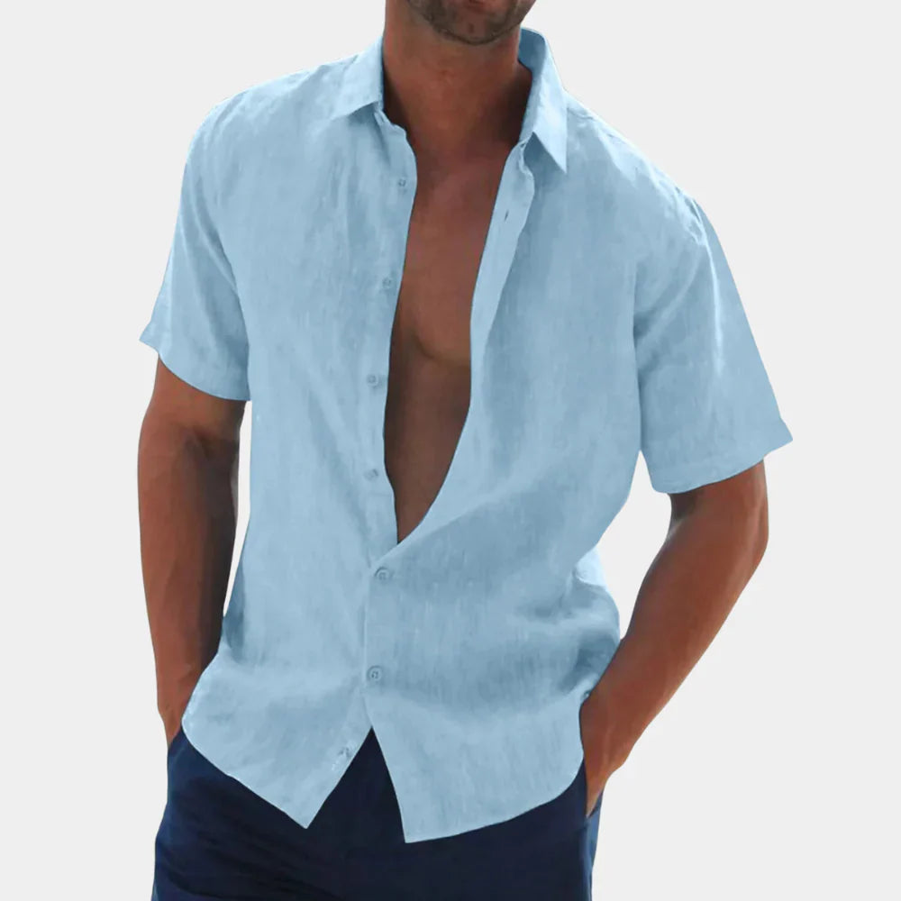 Men’s Short Sleeve Shirt – Relaxed Fit – Breathable Blend – Button-Down Casual Style