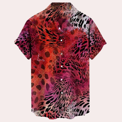 Men’s Short Sleeve Shirt – Relaxed Fit – Breathable Blend – Bold Paisley Print
