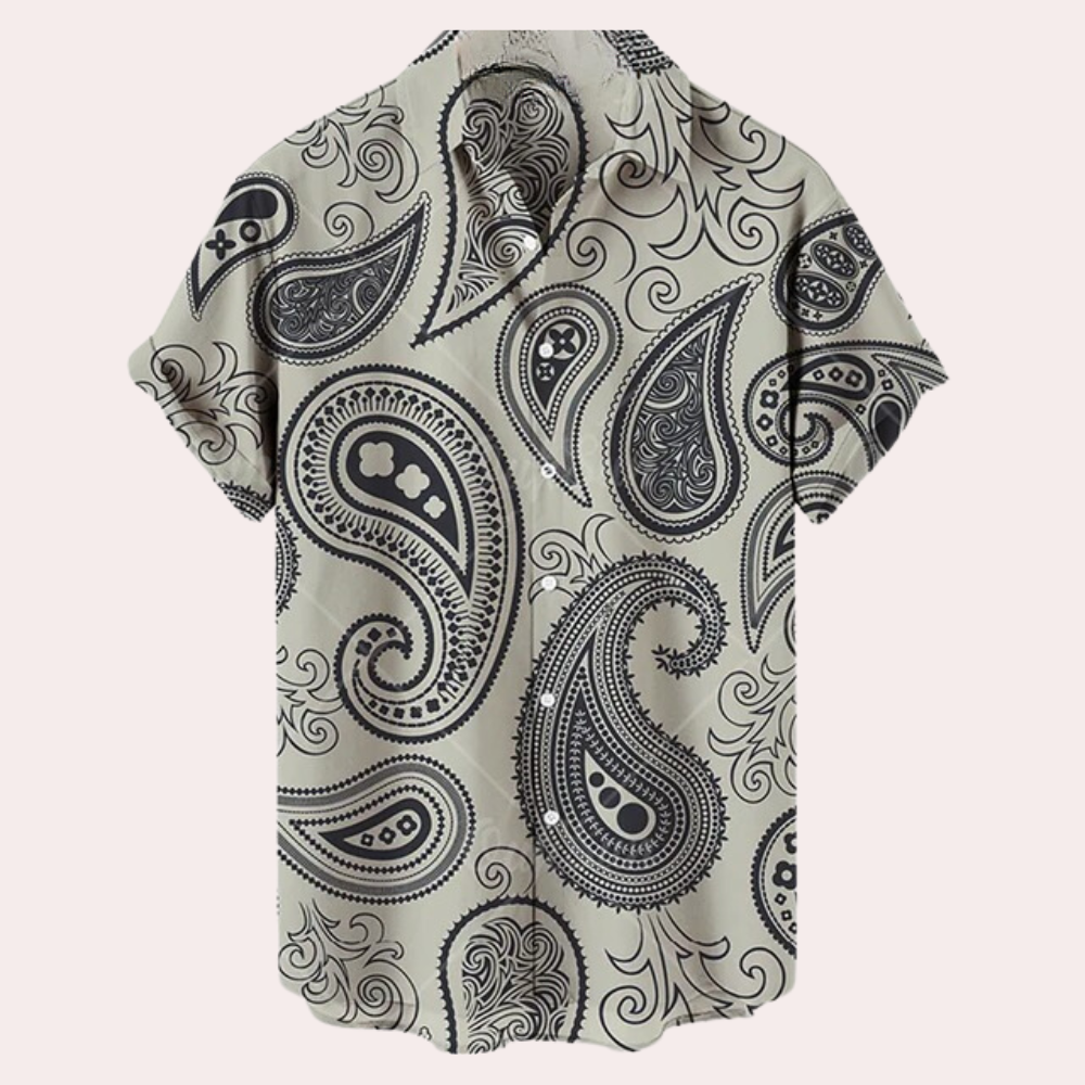 Men’s Short Sleeve Shirt – Relaxed Fit – Breathable Blend – Bold Paisley Print