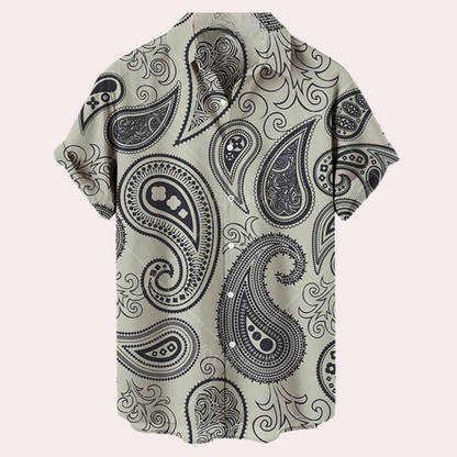Men’s Short Sleeve Shirt – Relaxed Fit – Breathable Blend – Bold Paisley Print