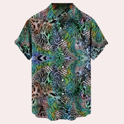 Men’s Short Sleeve Shirt – Relaxed Fit – Breathable Blend – Bold Paisley Print