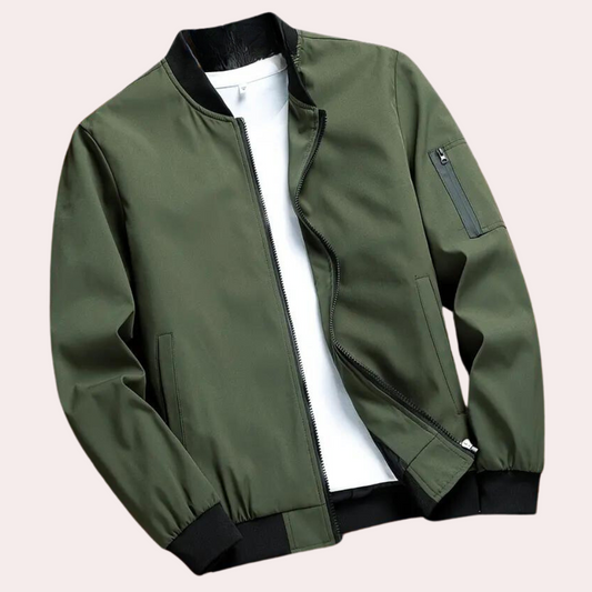 Men’s Bomber Jacket – Relaxed Fit – Ribbed Cuffs – Long Sleeve