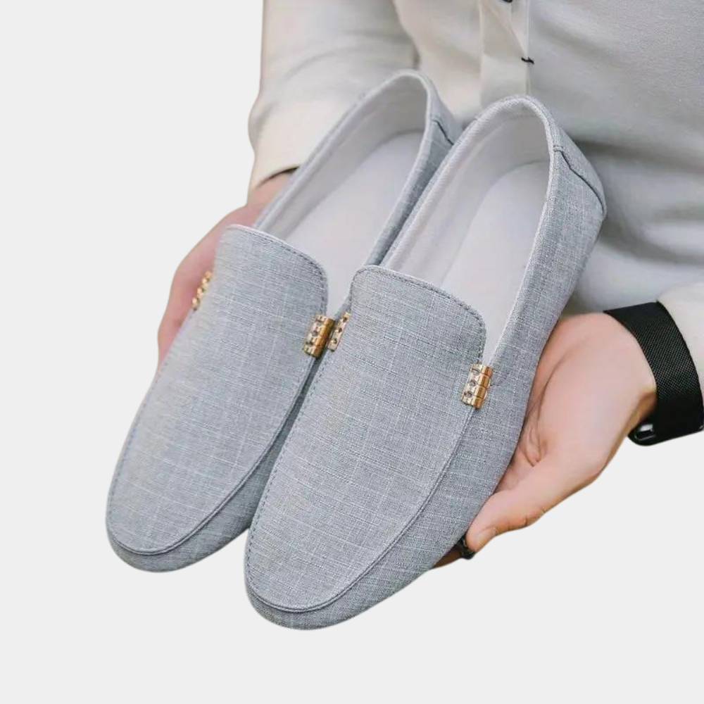 Men’s Loafers – Slip-On – Breathable Upper – Metal Accent – Streamlined Fit