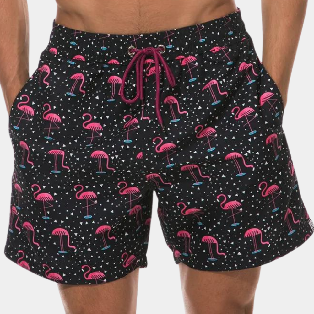 Men’s Shorts – Relaxed Fit – Breathable Blend – Drawstring Waist – Printed Pattern