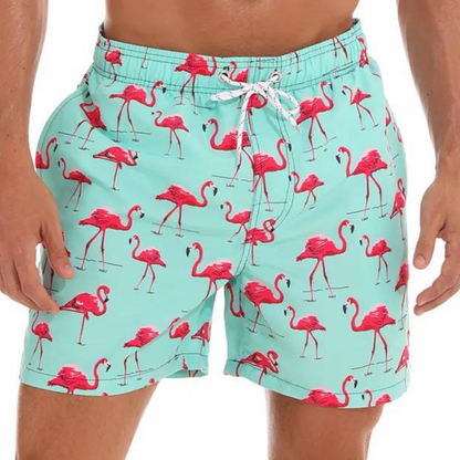 Men’s Shorts – Relaxed Fit – Breathable Blend – Drawstring Waist – Printed Pattern