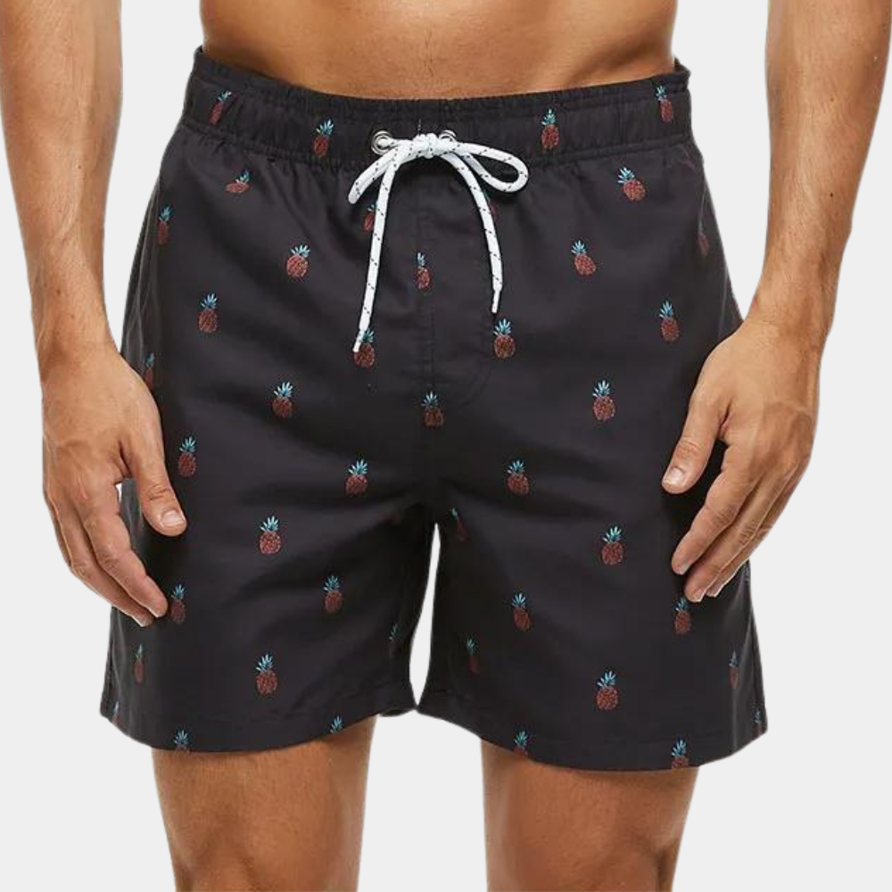 Men’s Shorts – Relaxed Fit – Breathable Blend – Drawstring Waist – Printed Pattern