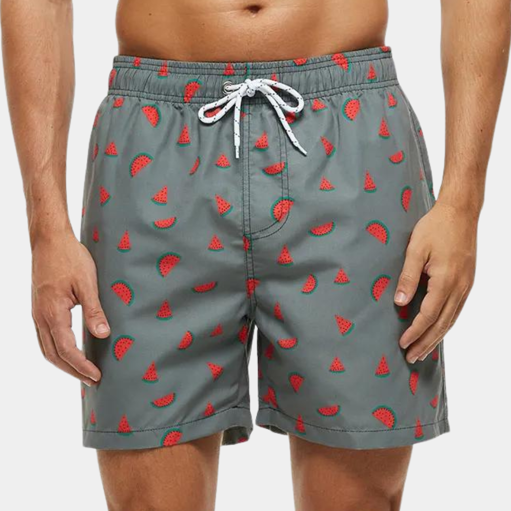 Men’s Shorts – Relaxed Fit – Breathable Blend – Drawstring Waist – Printed Pattern