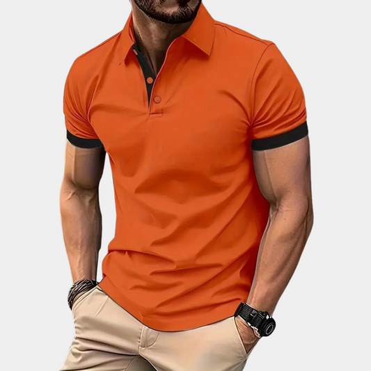 Men’s Polo Shirt – Slim Fit – Soft Knit – Button Placket – Contrast Trim Casual Wear