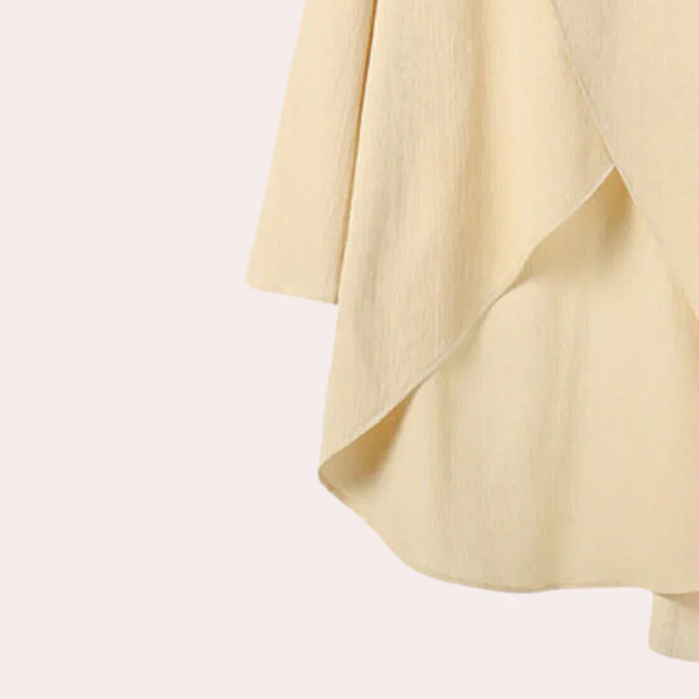 Women's Asymmetrical Top and Wide-Leg Trousers Set - Relaxed Flowing Silhouette