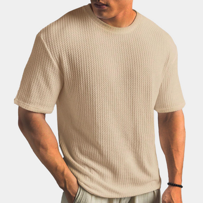 Men’s Casual Shirt – Soft Knit – Relaxed Fit – Short Sleeve Waffle Texture