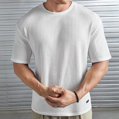 Men’s Casual Shirt – Soft Knit – Relaxed Fit – Short Sleeve Waffle Texture