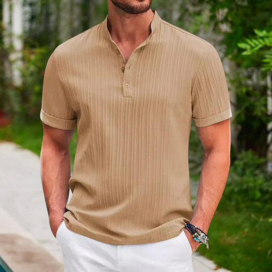 Men’s Polo Shirt – Breathable Blend – Standard Fit – Textured Short Sleeve Casual Wear