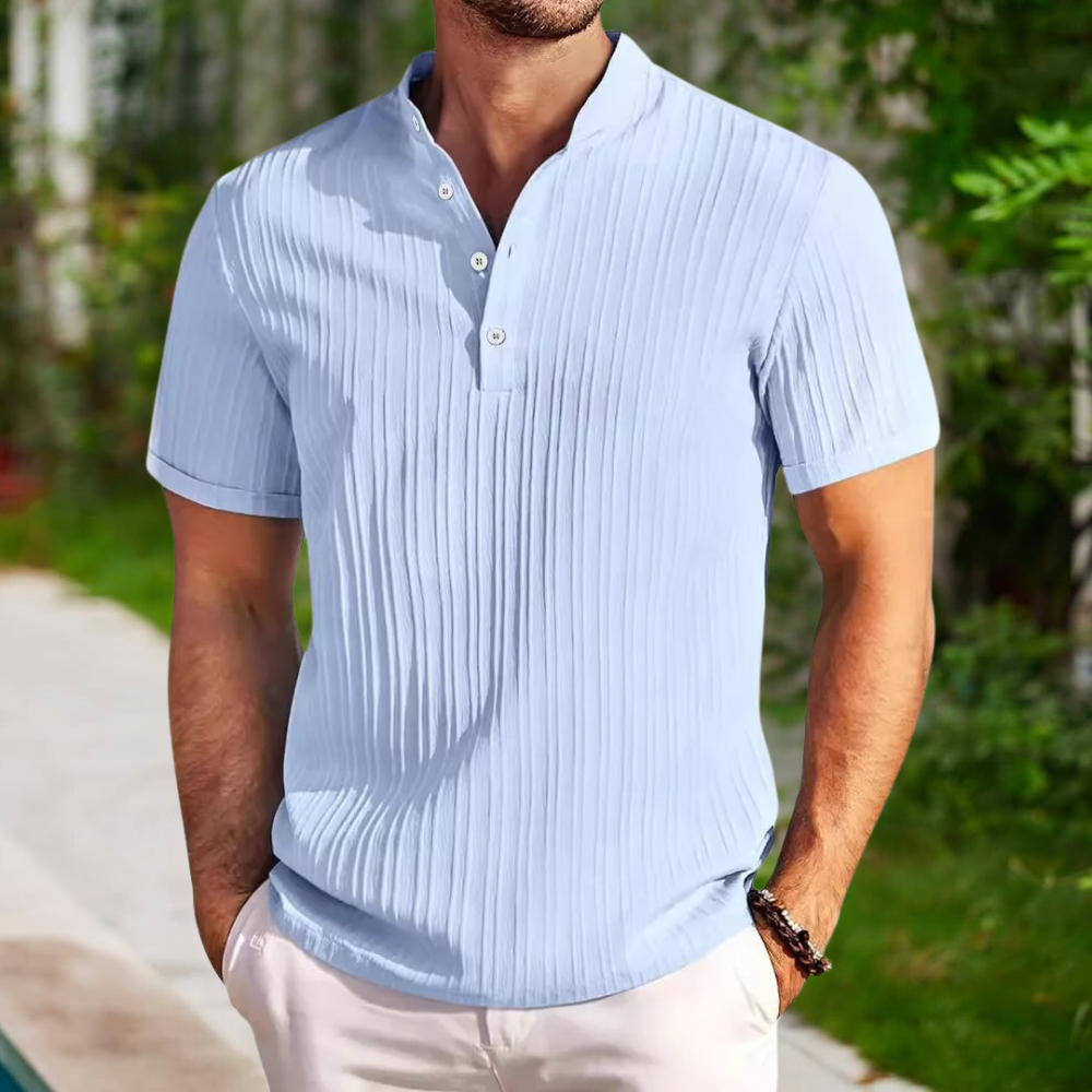 Men’s Polo Shirt – Breathable Blend – Standard Fit – Textured Short Sleeve Casual Wear