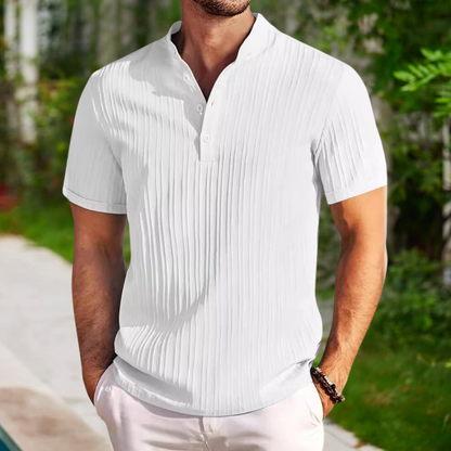 Men’s Polo Shirt – Breathable Blend – Standard Fit – Textured Short Sleeve Casual Wear