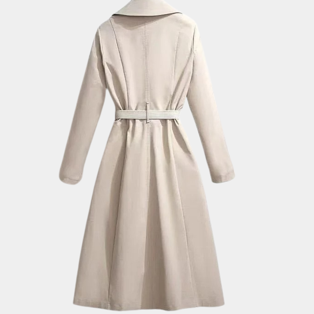 Francesca Belted Midi Coat | Double-Breasted Scarf Detail Coat