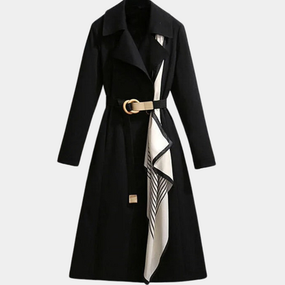 Francesca Belted Midi Coat | Double-Breasted Scarf Detail Coat