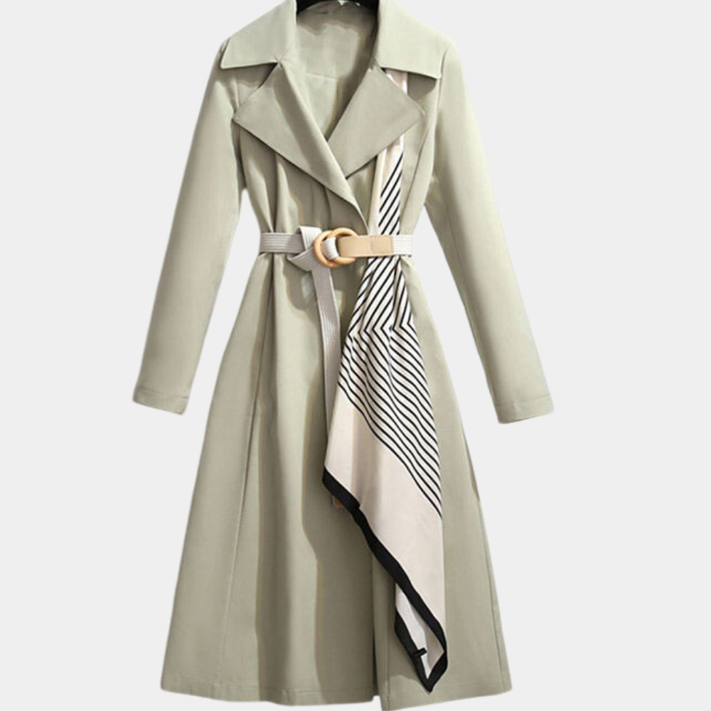 Francesca Belted Midi Coat | Double-Breasted Scarf Detail Coat